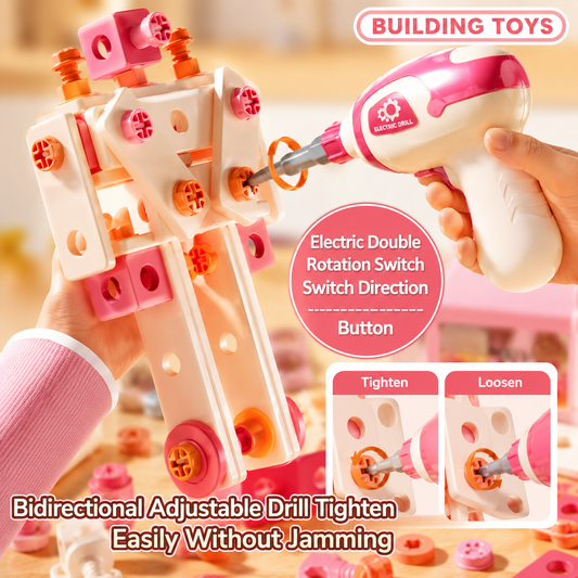 Kids Drill Construction Building Set With Screw Blocks - Lulliyo Lulliyo