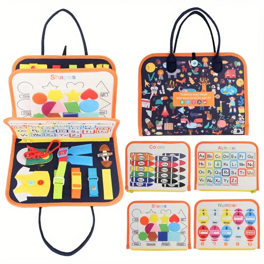Montessori Cloth Busy Board Toy – Travel Fine Motor Play - Lulliyo