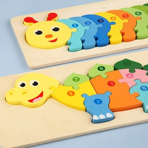 Wooden 3D Animal Number Puzzle – Montessori Learning Toy - Lulliyo