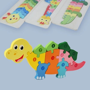 Wooden 3D Animal Number Puzzle – Montessori Learning Toy - Lulliyo