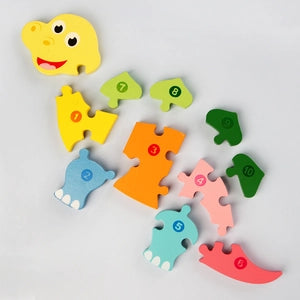 Wooden 3D Animal Number Puzzle – Montessori Learning Toy - Lulliyo