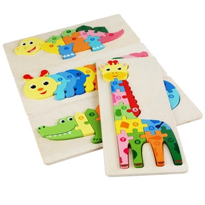 Wooden 3D Animal Number Puzzle – Montessori Learning Toy - Lulliyo