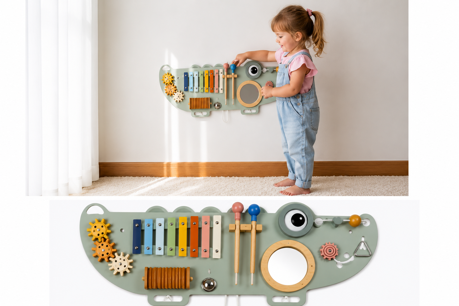 Crocodile Wall Activity Board For Kids - Lulliyo