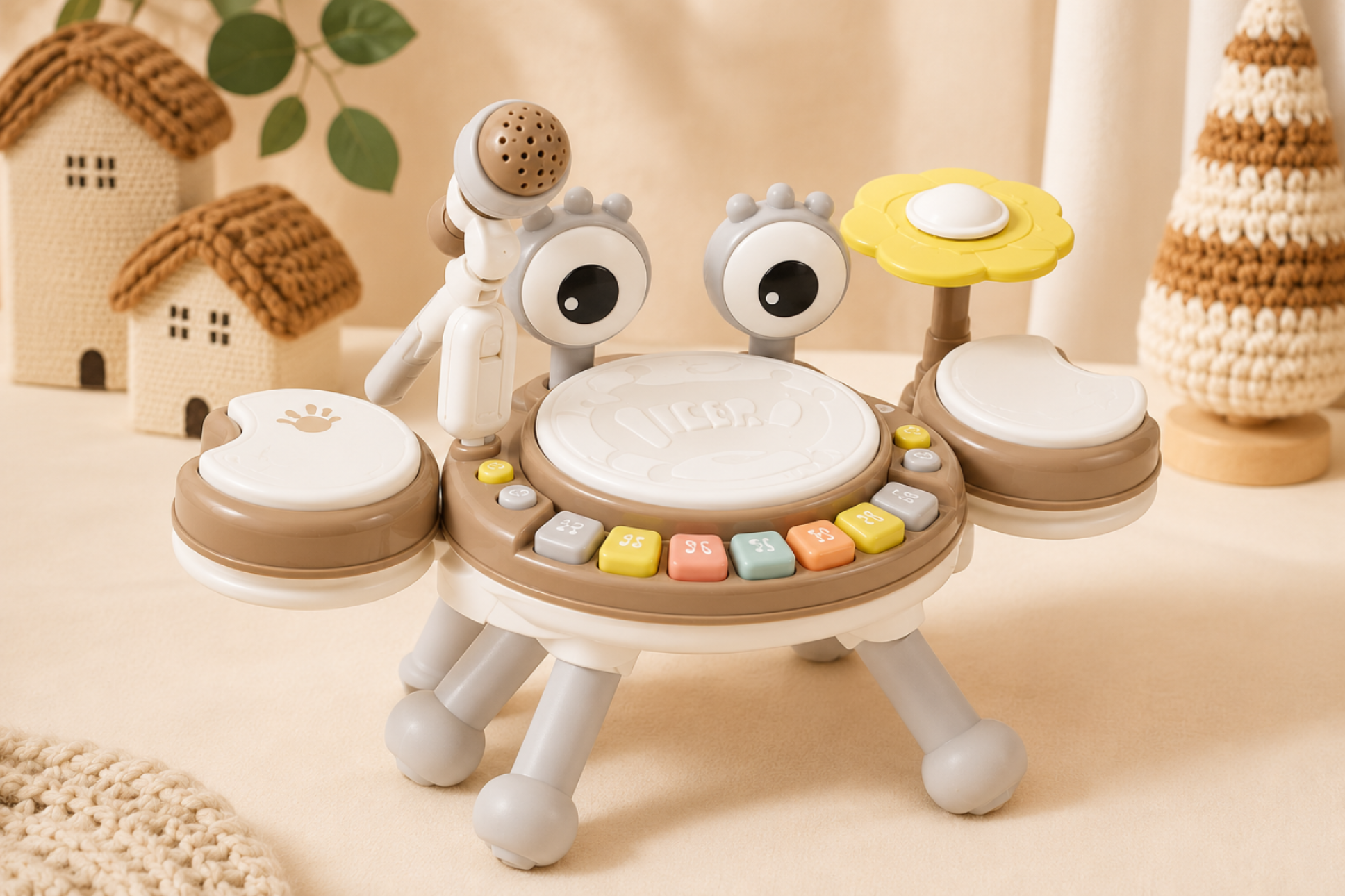 Kids 4-in-1 Piano Music Toy with Mic, Drums & Lights - Lulliyo