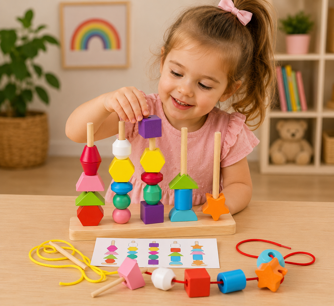 Montessori Wooden Shape & Color Sorting Board Toy - Lulliyo