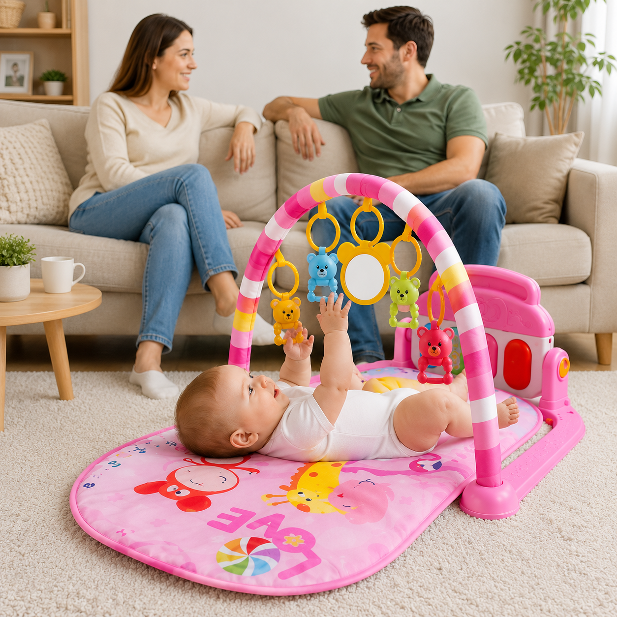 Musical Baby Play Gym Mat With Kick Piano - Lulliyo