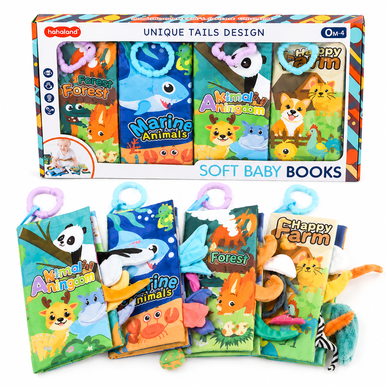 Baby Sensory Cloth Book Set – Soft Crinkle Learning Fun - Lulliyo