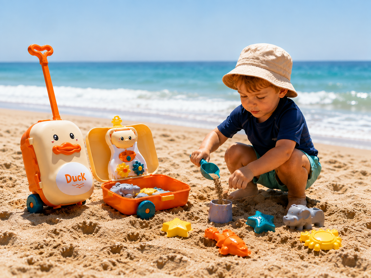 Lulliyo Pull-Along Beach Toy Suitcase – Sand & Water Play Set