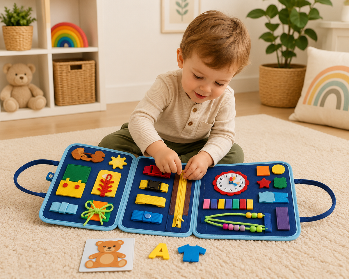 Montessori Toddler Busy Board – Preschool Learning Toy - Lulliyo