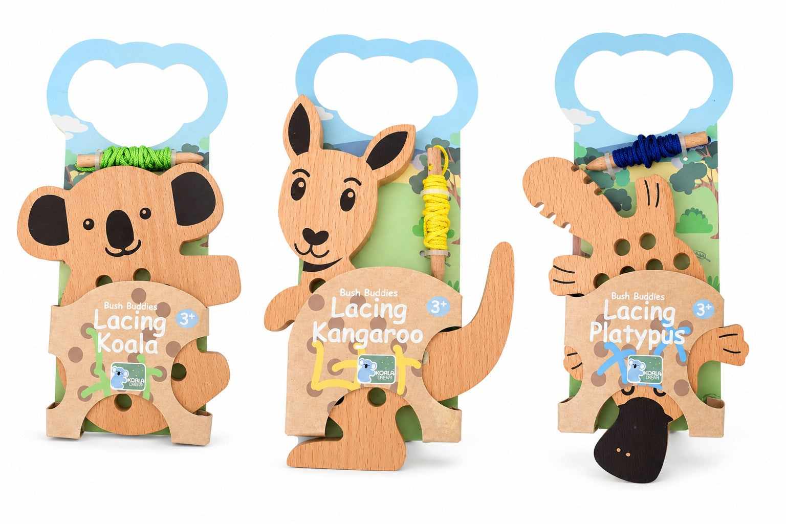 Australian Animal Wooden Lacing Toy for Kids - Lulliyo