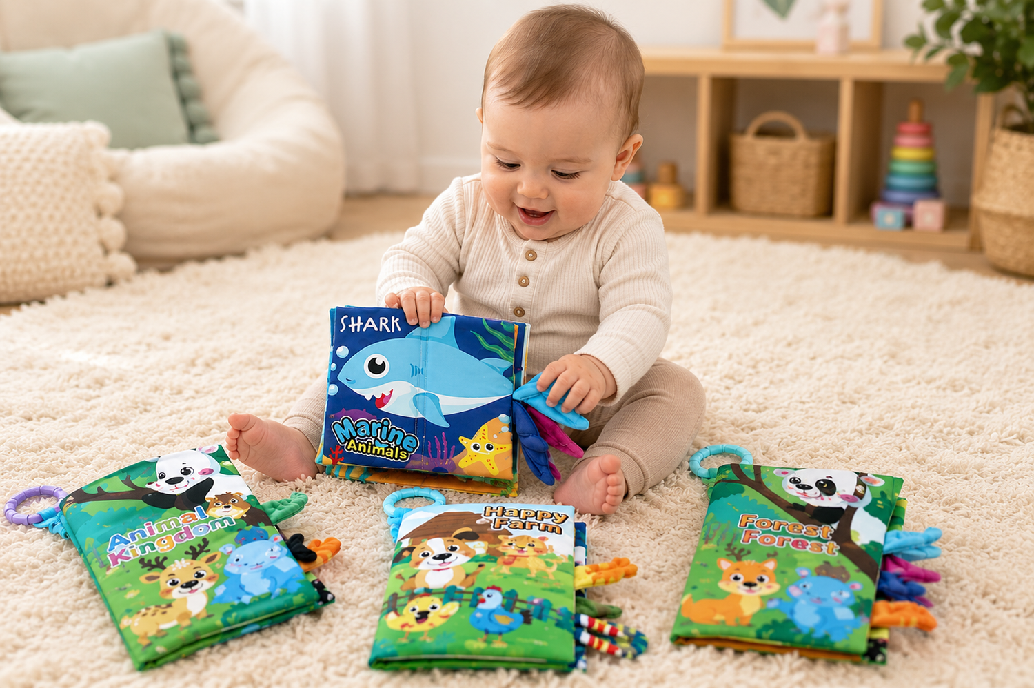 Baby Sensory Cloth Book Set – Soft Crinkle Learning Fun