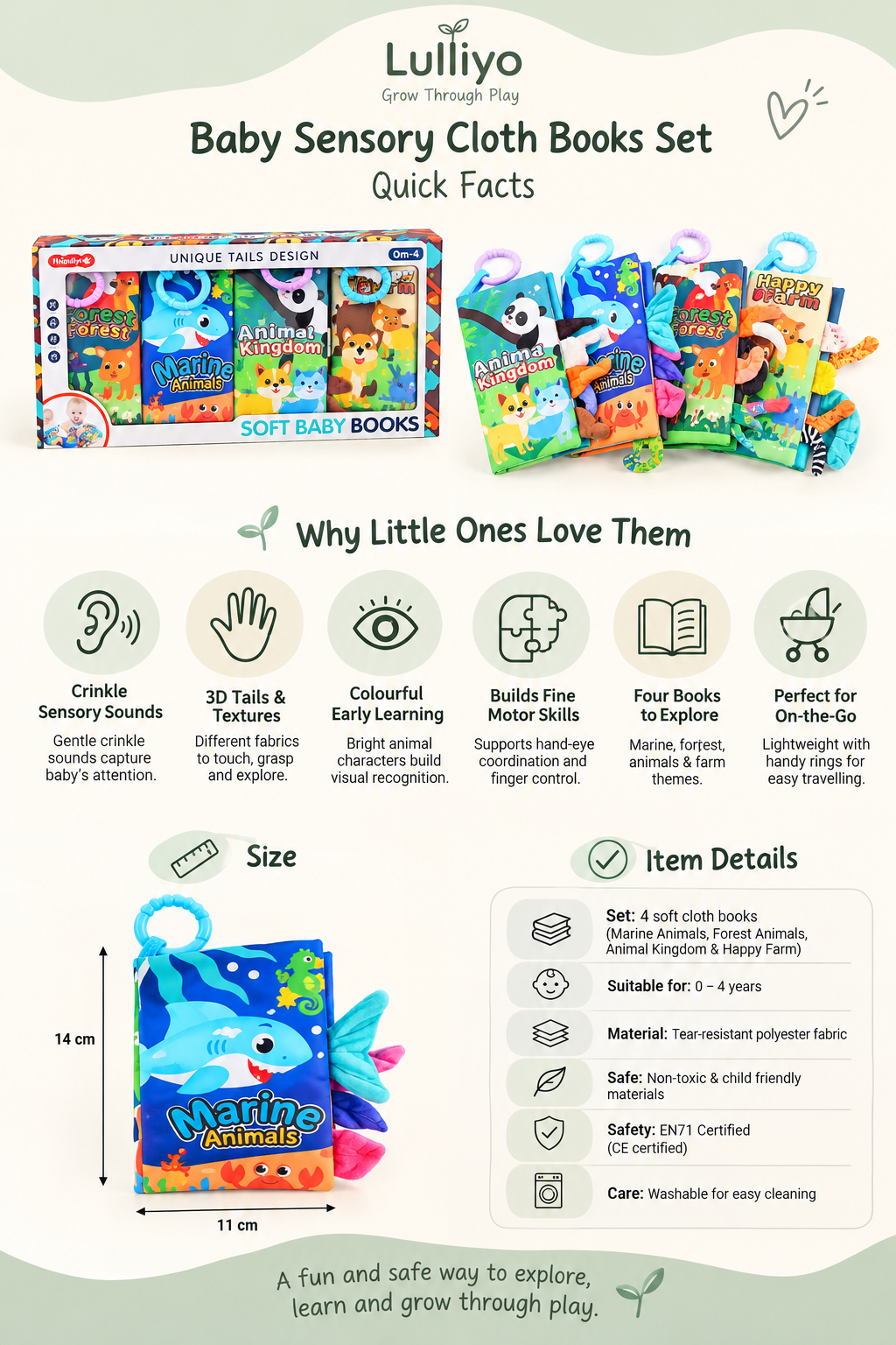 Baby Sensory Cloth Book Set – Soft Crinkle Learning Fun