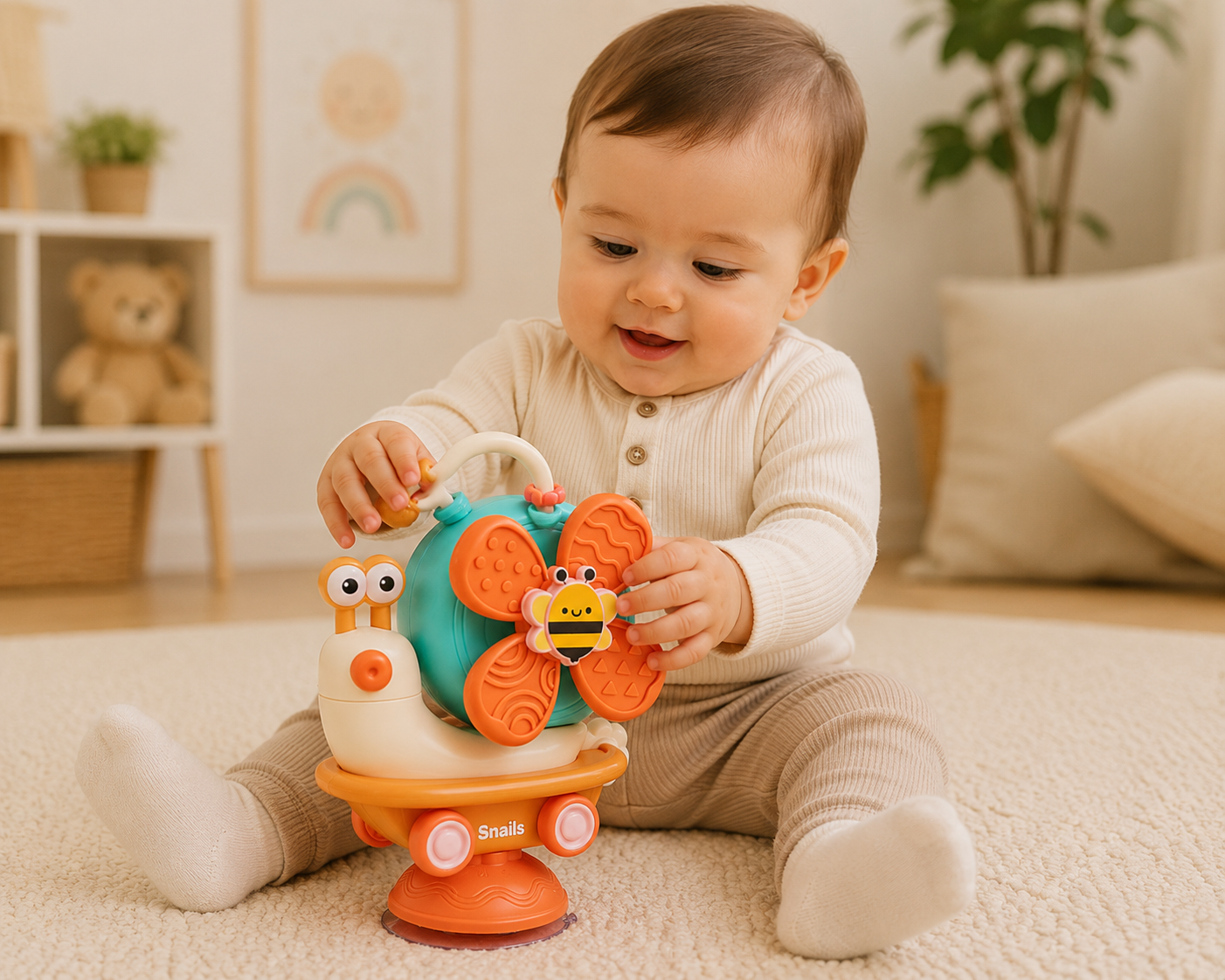 Snail Suction Cup Spinner Toy – Sensory Travel Play - Lulliyo