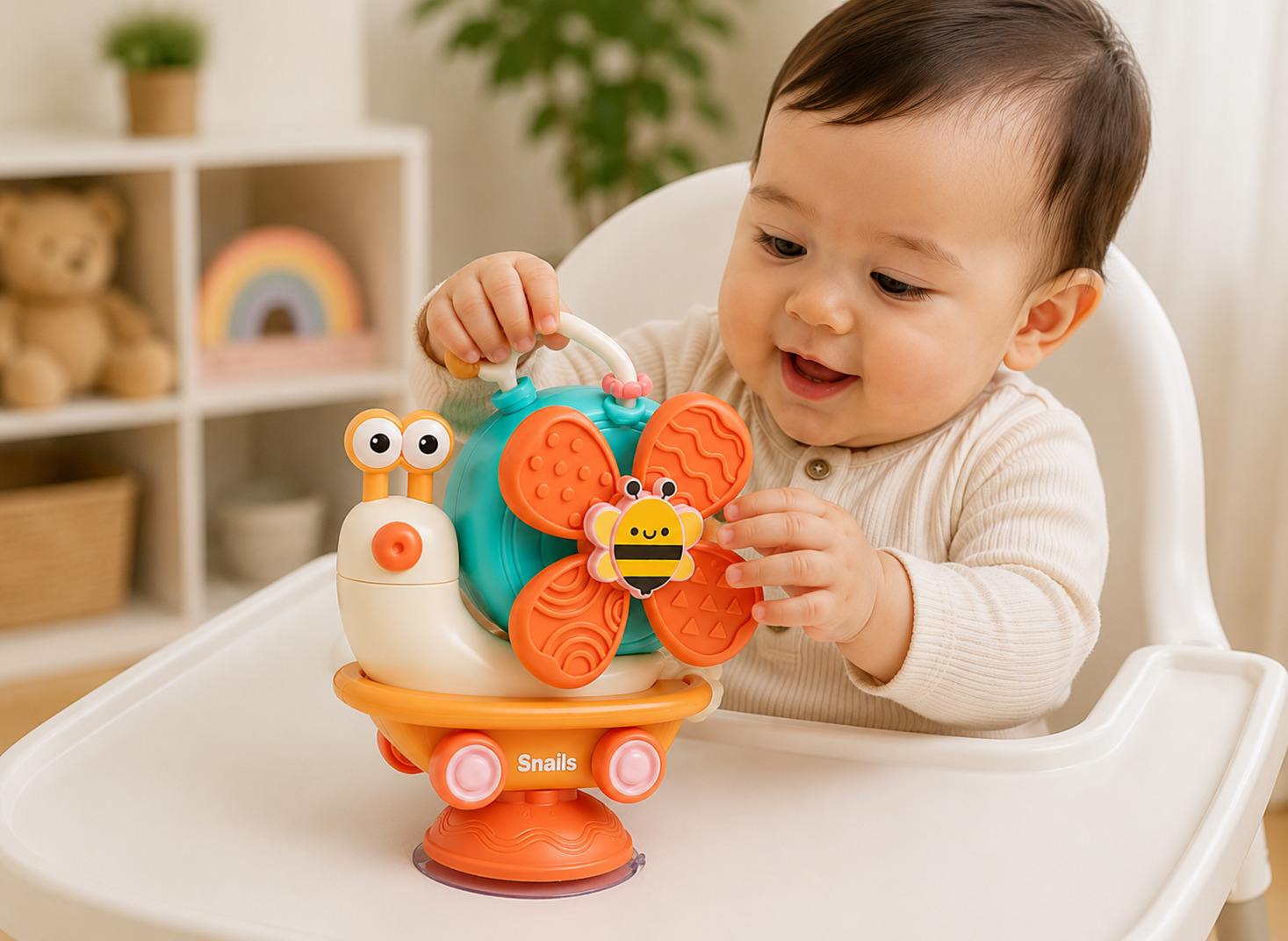 Snail Suction Cup Spinner Toy – Sensory Travel Play - Lulliyo