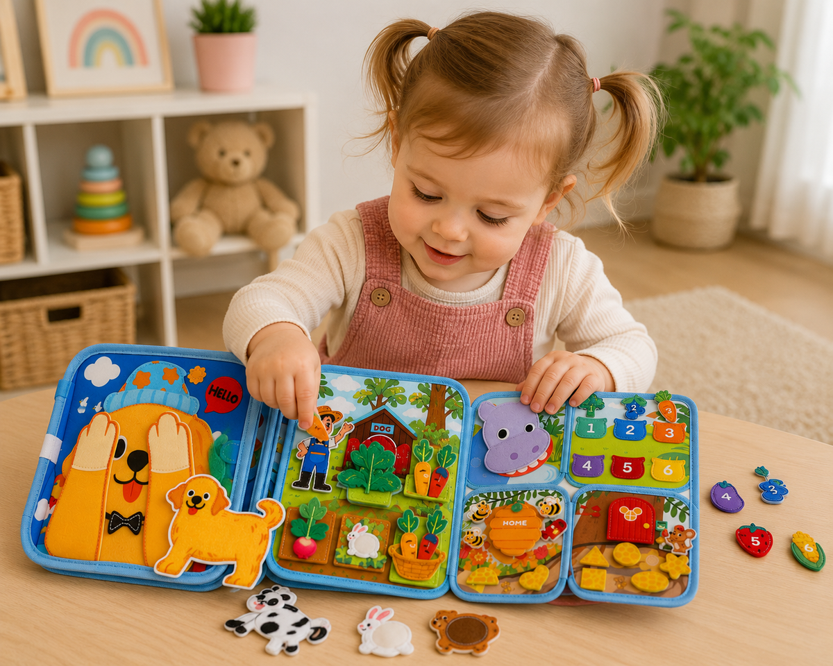 Montessori Felt Quiet Book – Farm Busy Book for Toddlers