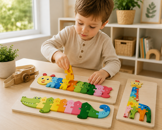 Wooden Animal Number Puzzle – 3D Montessori Learning Toy - Lulliyo Lulliyo