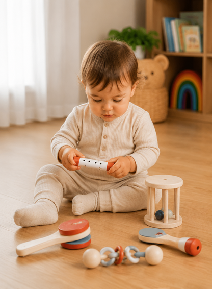Wooden Baby Musical Instrument Set – Montessori Rattles - Lulliyo
