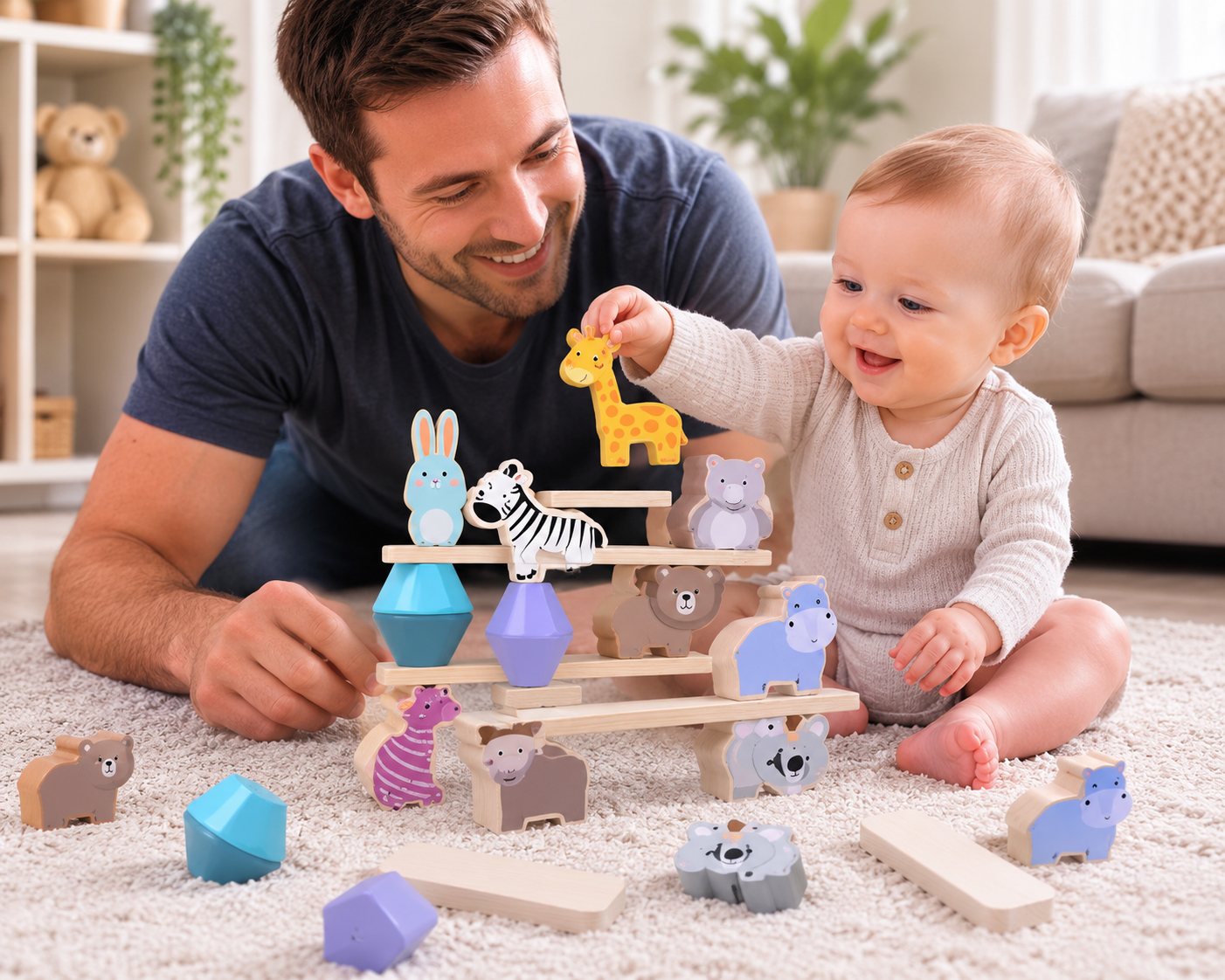 Wooden Animal Balance Blocks – Montessori Stacking Toy - Lulliyo