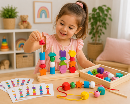 Montessori Wooden Color & Shape Sorting Puzzle - Lulliyo