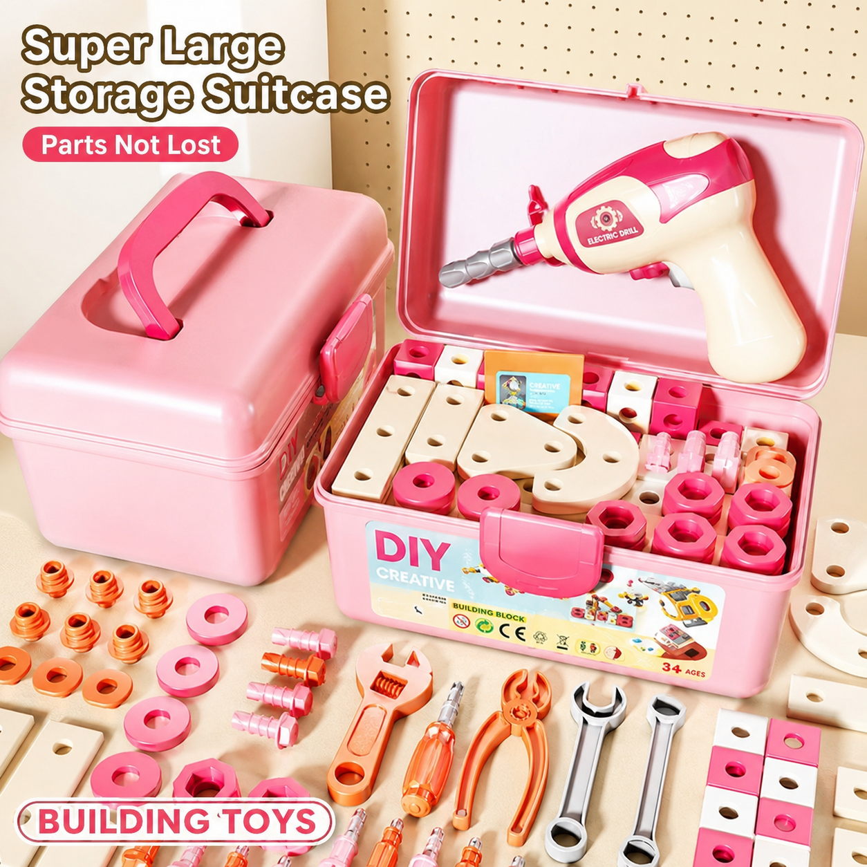 Kids Drill Construction Building Set With Screw Blocks - Lulliyo
