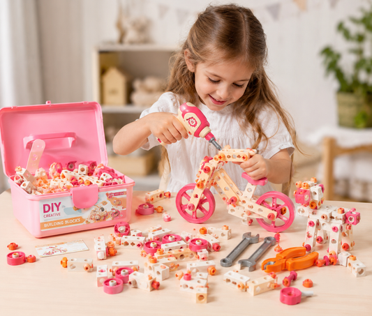 Kids Drill Construction Building Set With Screw Blocks - Lulliyo Lulliyo