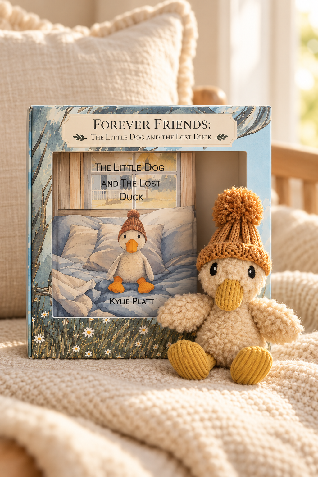 Forever Friends: The Little Dog and the Lost Duck book by Kylie Platt with Petunia duck plush toy