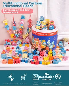 Multifunctional cartoon educational beads with packaging on a white background