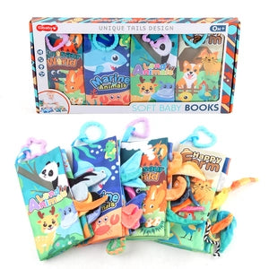 Lulliyo Baby Sensory Cloth Books Set – Soft Crinkle Books for Babies 6+ Months - Lulliyo