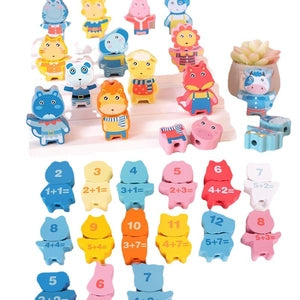 136 Pcs Wooden Lacing Beads - Montessori Learning Set - Lulliyo