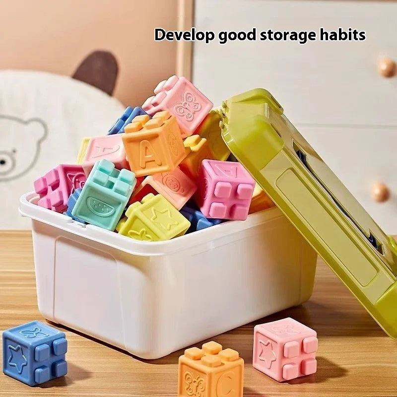 Soft Silicone Baby Building Blocks & Sensory Balls - Lulliyo