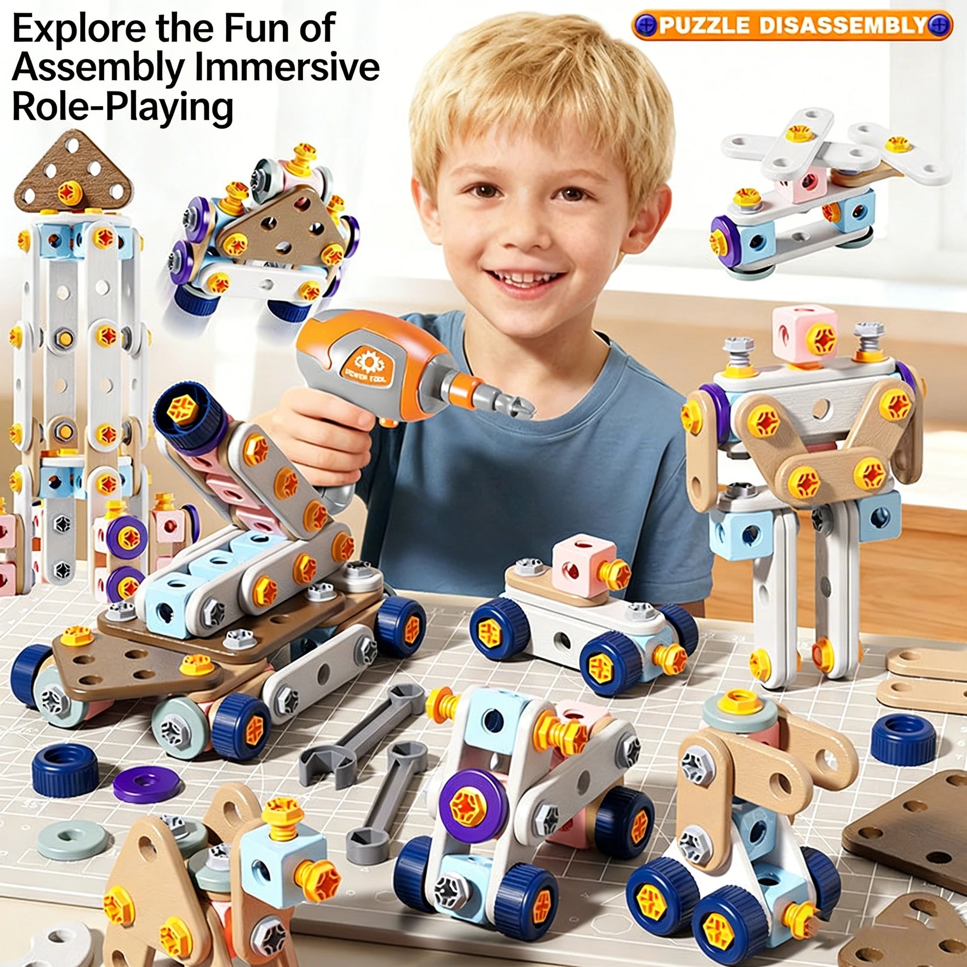 Kids Tool Set STEM Building Kit With Nuts & Bolts - Lulliyo