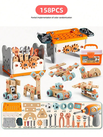 Kids Pretend Play Construction Tool Set With Drill - Lulliyo