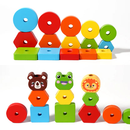 Wooden Rainbow Animal Stacking Toy – Montessori Learning - Lulliyo