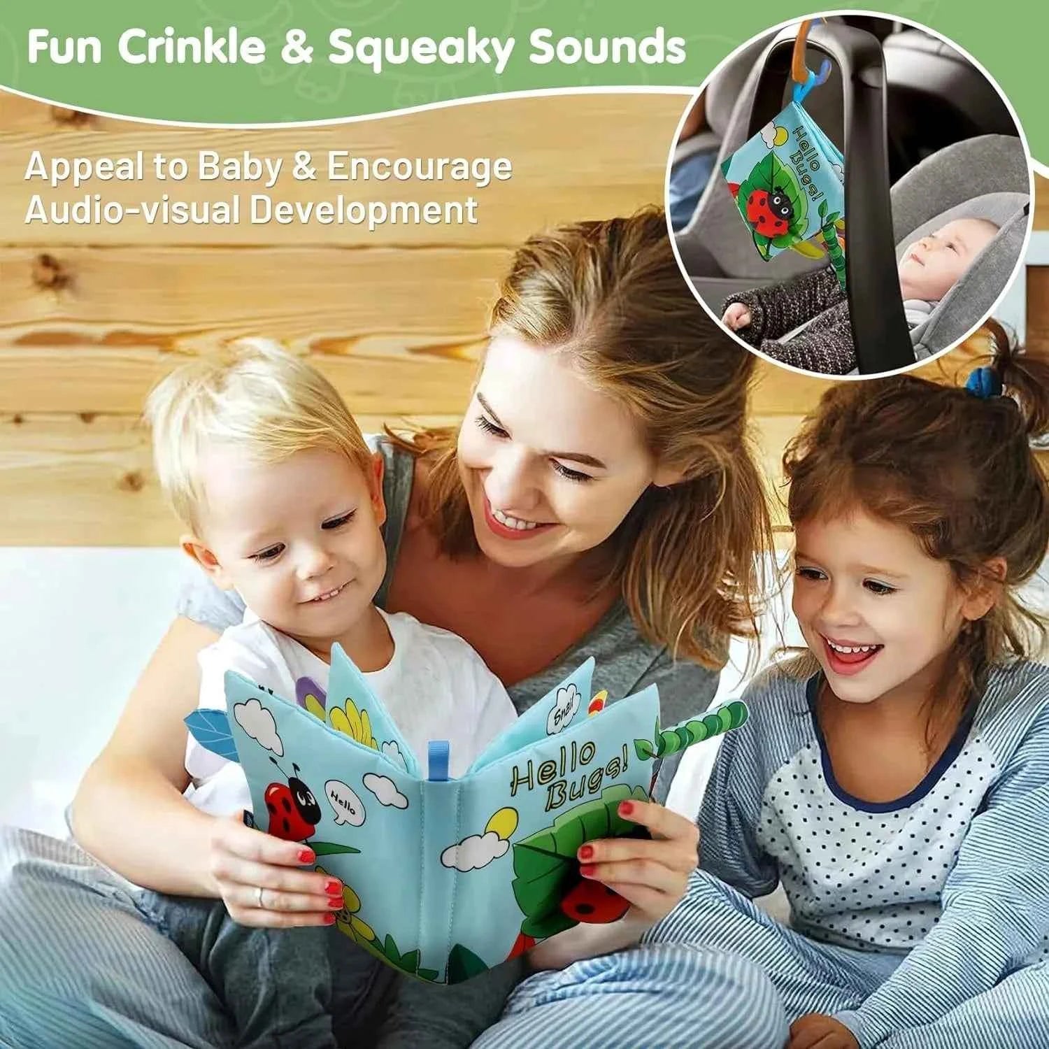 Cloth Early Learning Soft Crinkle Book - Babies 0-2