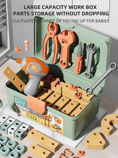 Kids Pretend Play Construction Tool Set With Drill - Lulliyo