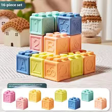 Soft Silicone Baby Building Blocks & Sensory Balls - Lulliyo