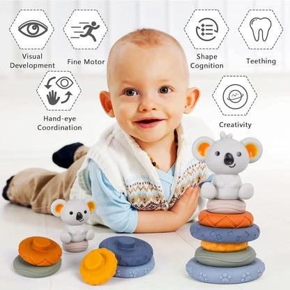 Silicone Baby Building Blocks – Montessori Stack & Teethe