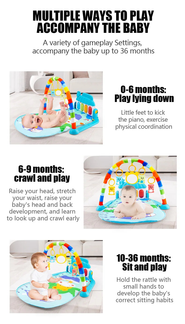 Baby Piano Play Gym Mat – Musical Tummy Time Center - Lulliyo
