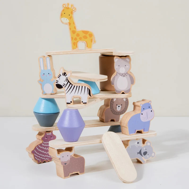 Wooden Animal Balance Blocks – Montessori Stacking Toy - Lulliyo