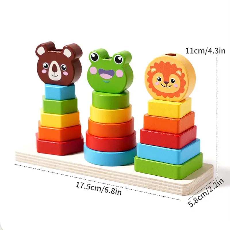 Wooden Rainbow Animal Stacking Toy – Montessori Learning - Lulliyo