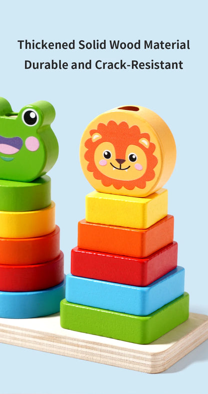 Wooden Rainbow Animal Stacking Toy – Montessori Learning - Lulliyo