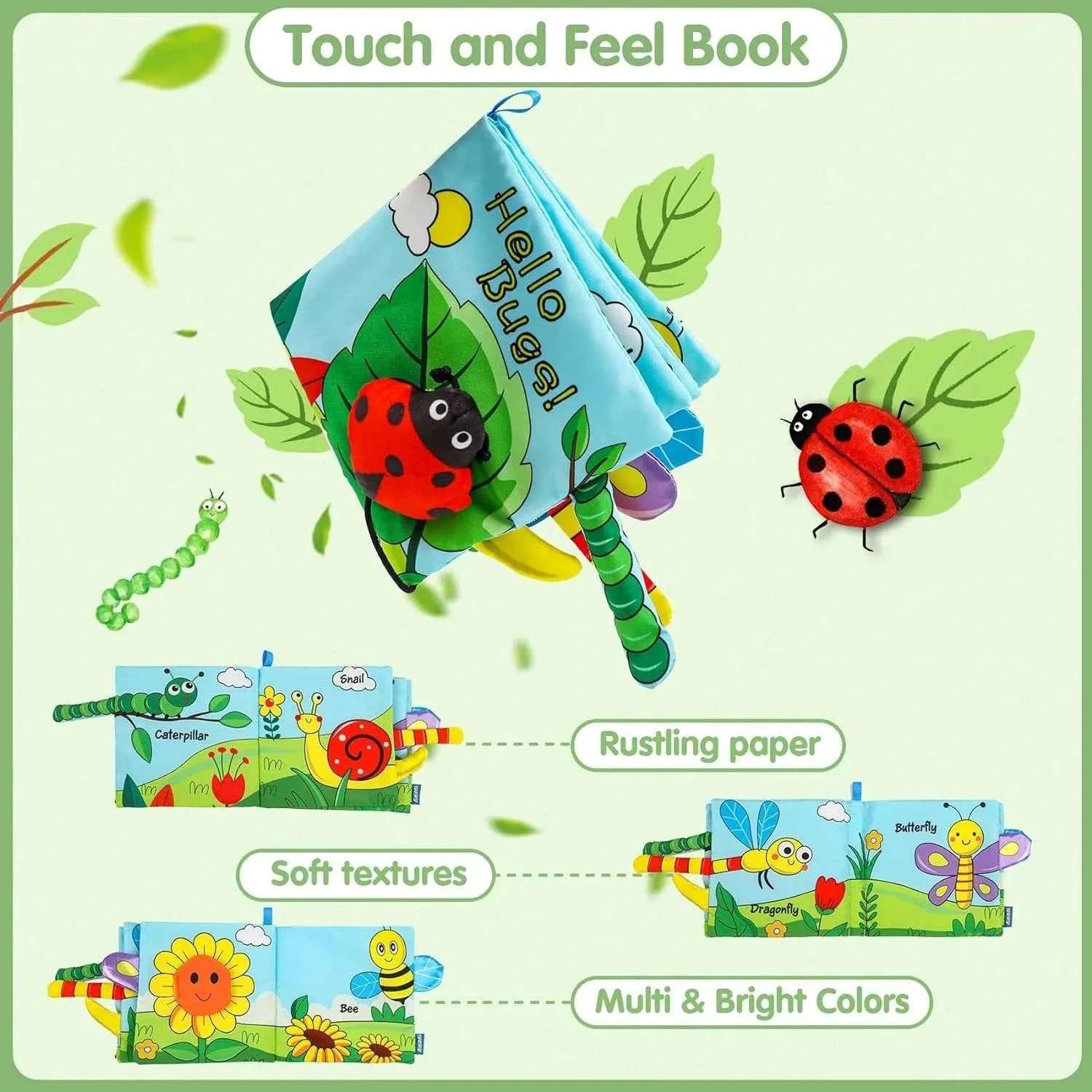 Cloth Early Learning Soft Crinkle Book - Babies 0-2