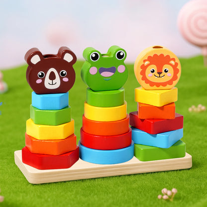 Wooden Rainbow Animal Stacking Toy – Montessori Learning - Lulliyo
