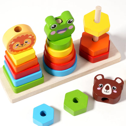 Wooden Rainbow Animal Stacking Toy – Montessori Learning - Lulliyo