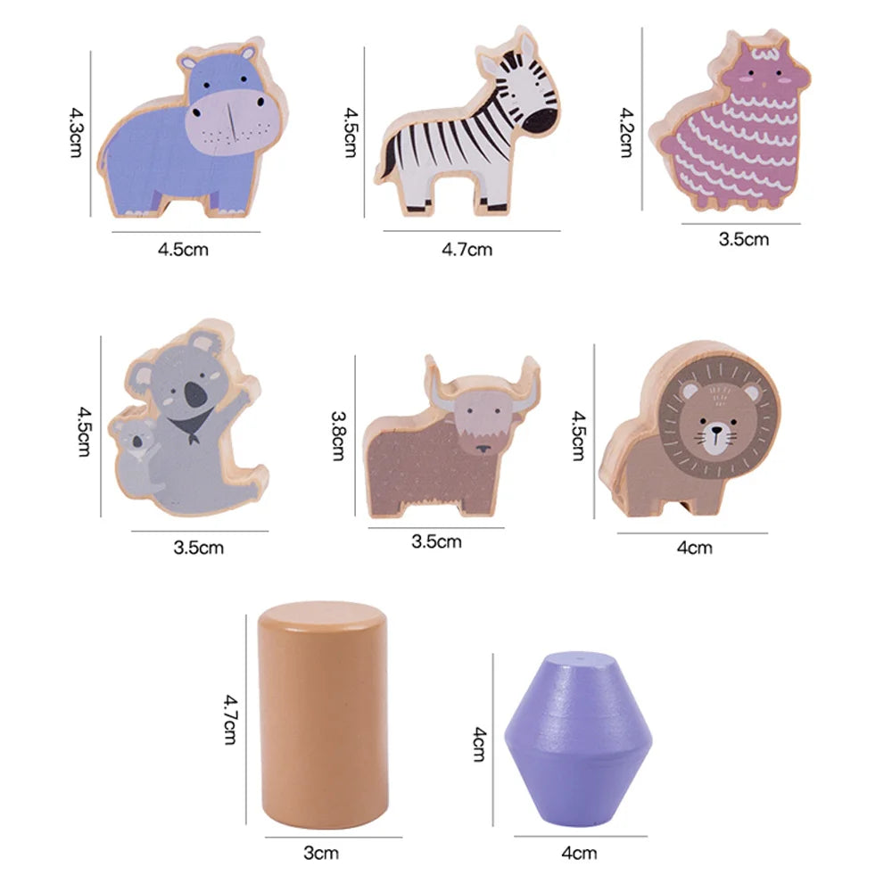 Wooden Animal Balance Blocks – Montessori Stacking Toy - Lulliyo