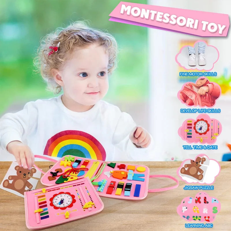 Montessori Toddler Busy Board – Preschool Learning Toy