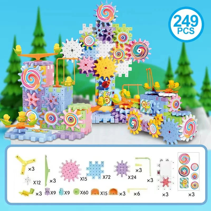 Electric Gear Track Building Block Park Toy Set - Lulliyo
