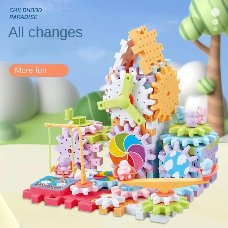 Electric Gear Track Building Block Park Toy Set - Lulliyo