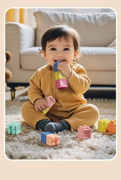 Soft Silicone Baby Building Blocks & Sensory Balls - Lulliyo