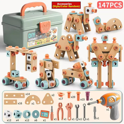 Kids Pretend Play Construction Tool Set With Drill - Lulliyo